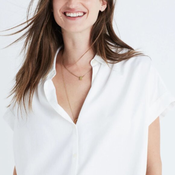 Madewell Central Shirt Classic White Button-Down Oversized Short-Sleeve Medium - Picture 2 of 6